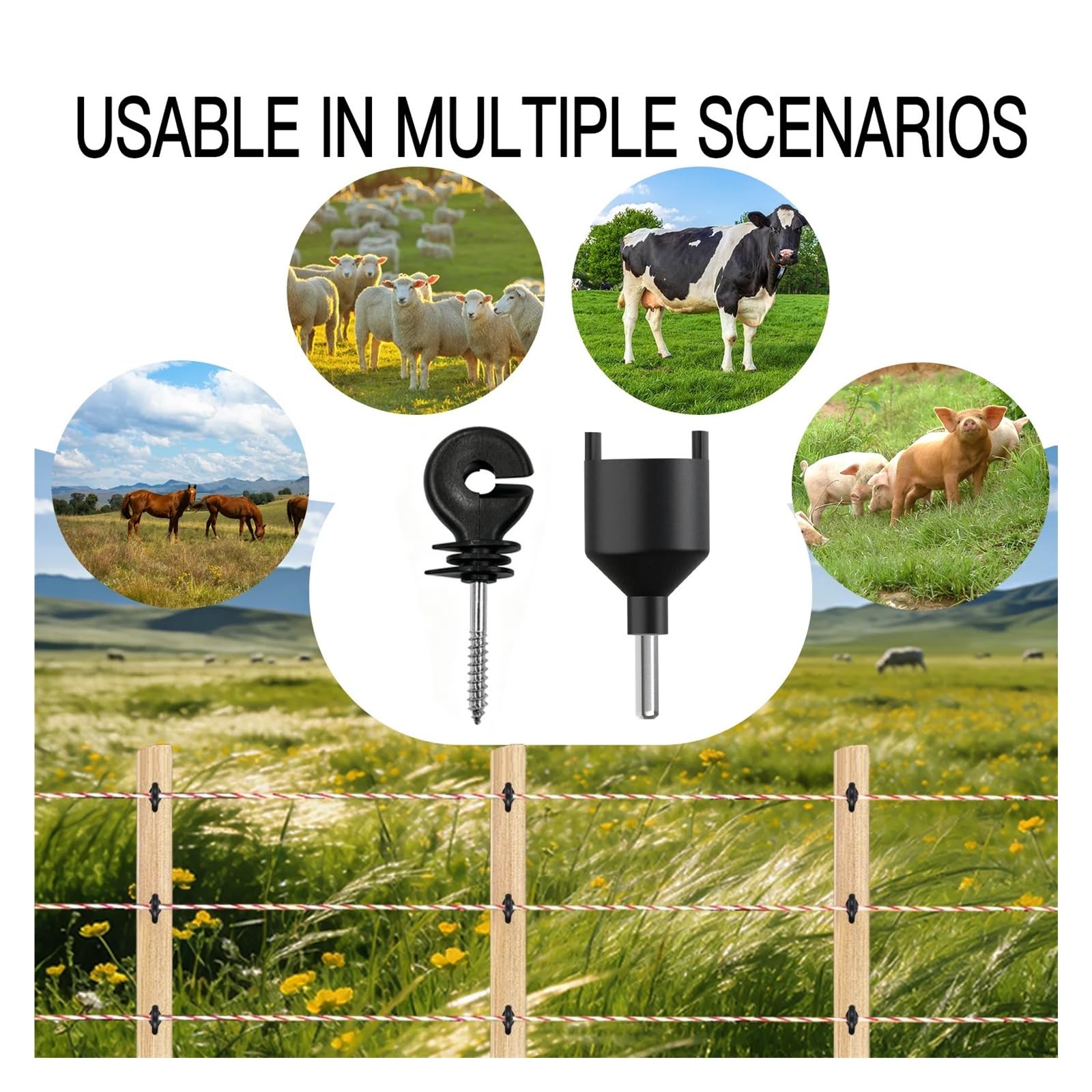 Aisladores De Cercas Eléctricas, 50 Uds., 1 Unidad, Herramienta Instalación, Poste Madera for Seguridad Animales Granja, Alambre Alto Voltaje Acc para Madera, Cuerda, Valla Eléctrica