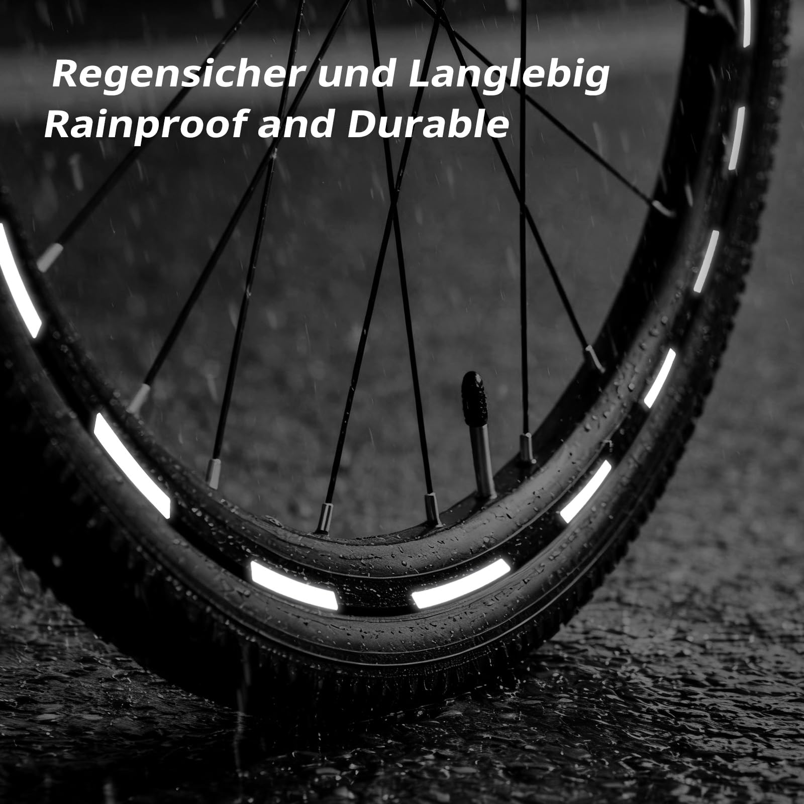 Siegvoll Naklejki odblaskowe – zestaw 64 sztuk na felgi rowerowe 26/27,5/28/29" – samoprzylepne naklejki odblaskowe dla lepszej widoczności – uzupełniają kocie oczy (dzień czarny, nocny jasny)