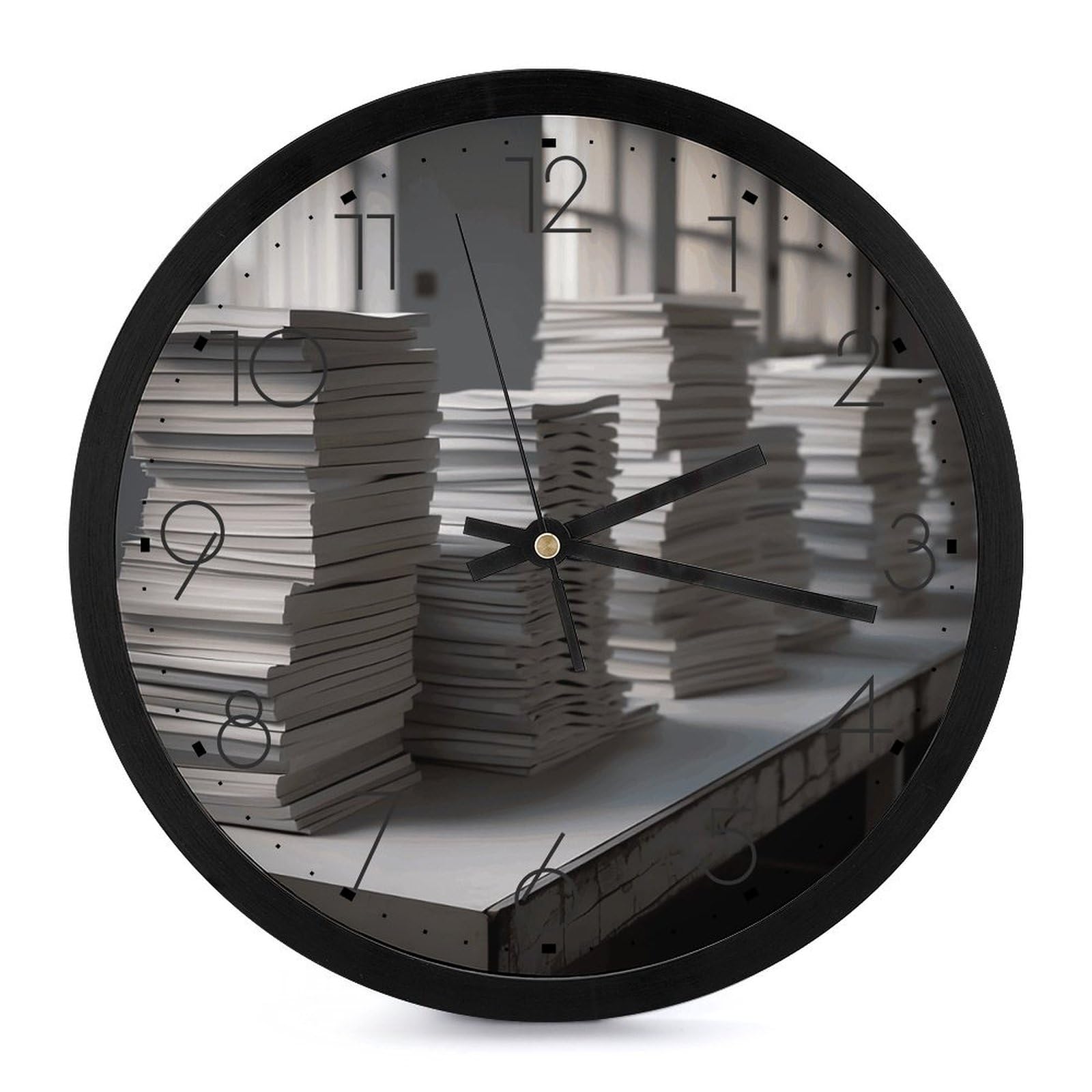 Horloge murale décorative pour salon et cuisine design livres