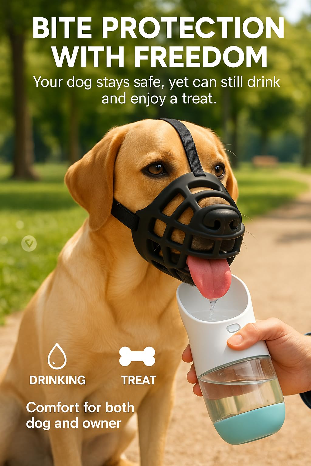 Museliere pour Chiens – Flamingo Muzzle Benzo Noir – Taille L – Silicone Souple – Sangles Réglables – Sécurité et Confort