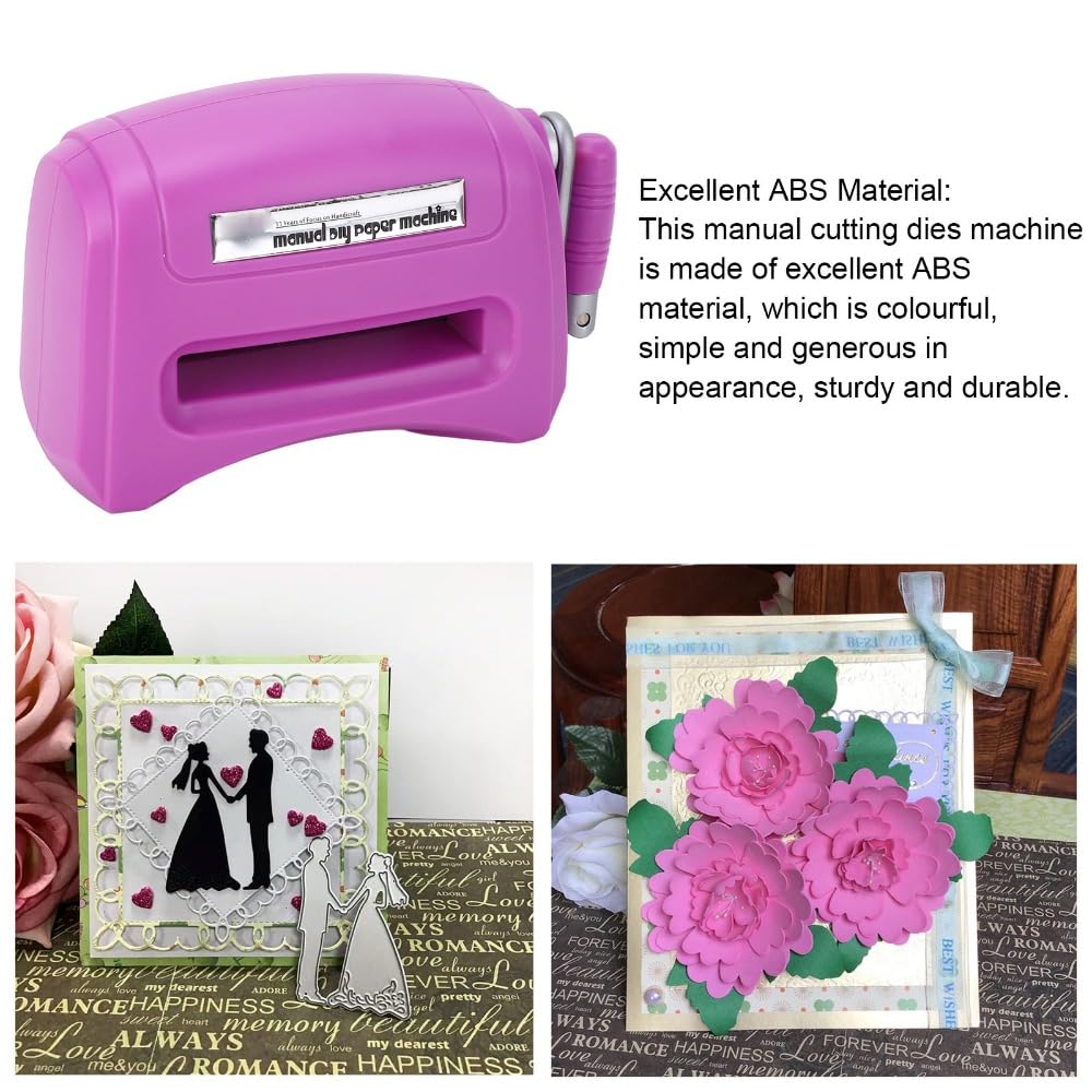 Manual Die Cutting and Embossing Machine, ABS Portable Scrapbooking Craft Press with 2 Cushion Boards for DIY Handcraft, Purple
