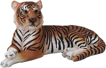 Ebros Gift Large Exotic Orange Striped Bengal Tiger at Rest 15" Long Statue Jungle Apex Predator Home Garden Outdoor Patio Decor Figurine Rainforest Tigers Tigress Cubs Realistic Resin Sculpture
