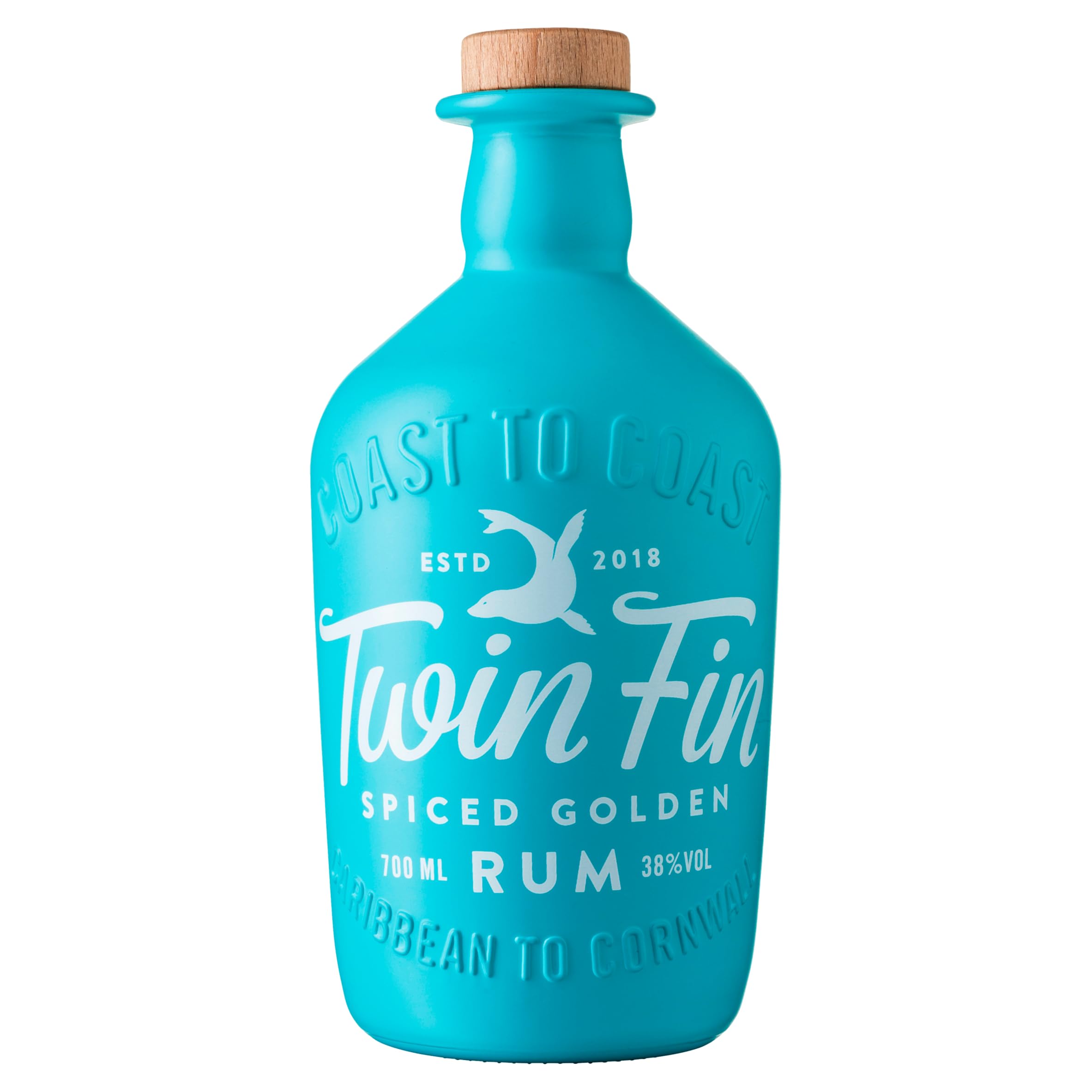 Twin Fin Spiced Golden Rum | Caribbean Rum Spiced in Cornwall | Smooth Vanilla, Exotic Citrus & A Light Smokiness | Pair with Ginger Beer & Lime Wedges | Epic Mojitos | 38% vol | 70cl