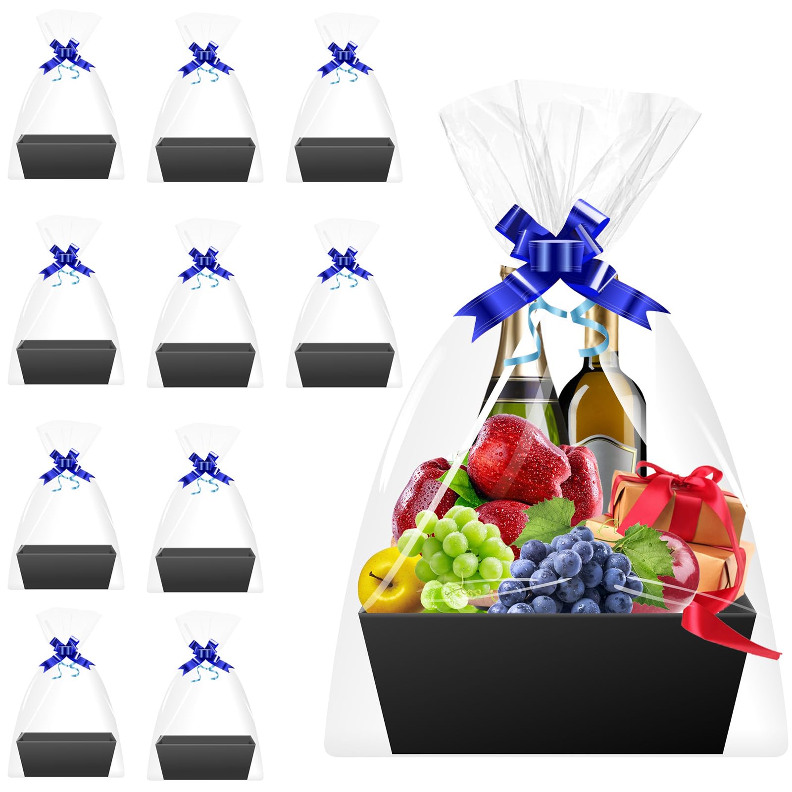 Gift Baskets Empty, 10pack Black Basket for Holiday, Birthday, Christmas, Halloween, Valentines Day and Any Occasion