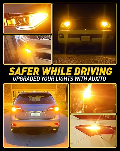 Miniatura 4 de AUXITO CANBUS 7440 Bombillas LED amarillo ámbar 4000 lúmenes para luces intermitentes con resistencia incorporada, antihiperflash 7440NA T20 7441