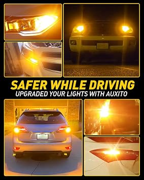 AUXITO CANBUS 7440 LED Bulbs Amber Yellow for Turn Signal Lights with Built-in Resistor Anti Hyper Flash 7440NA T20 7441 W21W WY21W Exterior Light Blinker Bulb Replacement, Pack of 2