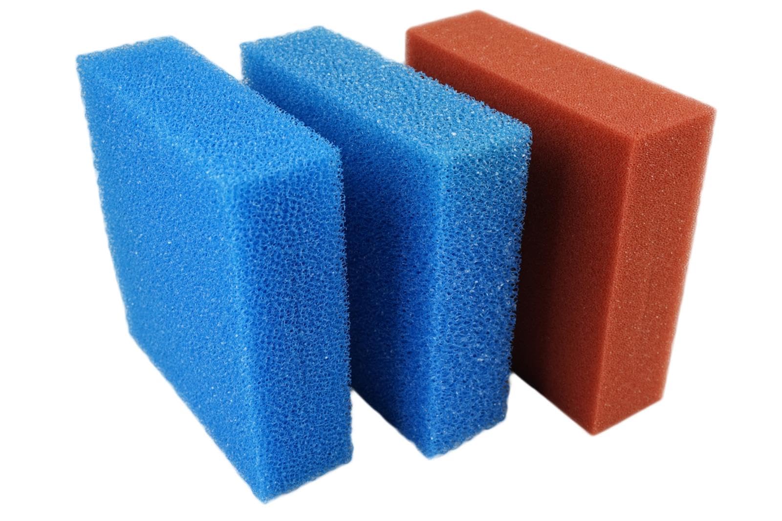 BioTec 5/10/30 Ersatzschwamm Sets passend für Oase Biotec Teichfilter/rote und Blaue Filterschwämme geschlitzt/Abmessung 25 x 25 x 8 cm/deutsche Qualität/Filterschwamm (Set Biotec 5 Oase)