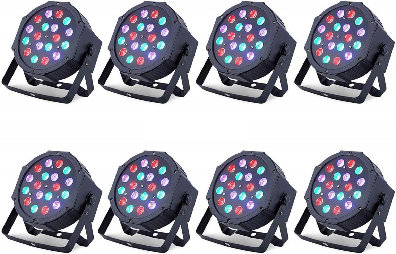 LED UP Lights, Nurxiovo Par Lights 18x1W DMX Stage Lights LED RGB Lighting with Sound Control 7 Channel for DJ, Party, Church, Wedding Clubs, Lighting, 8 Packs