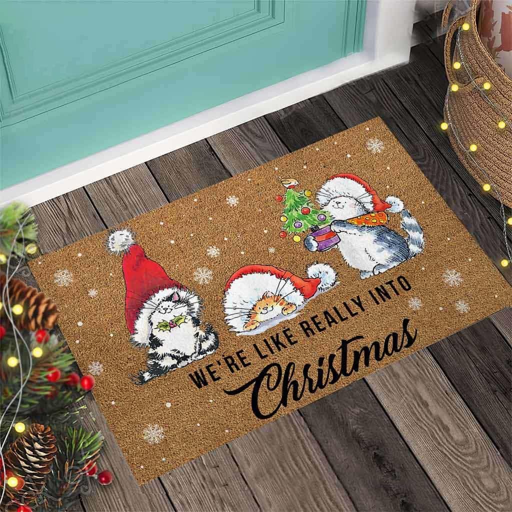 Paillasson extérieur entrée On Adore Noël le cadeau de crémaillère idéal pour fans de chats