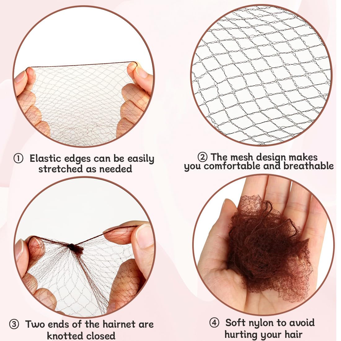 20 Redecilla Moño Niña con 40 piezas Horquillas Pelo, Redecillas Invisibles, Red para el Cabello Invisible de Nylon,Accesorio de Peinado para Fijar Pelo en Cabeza de Ballet