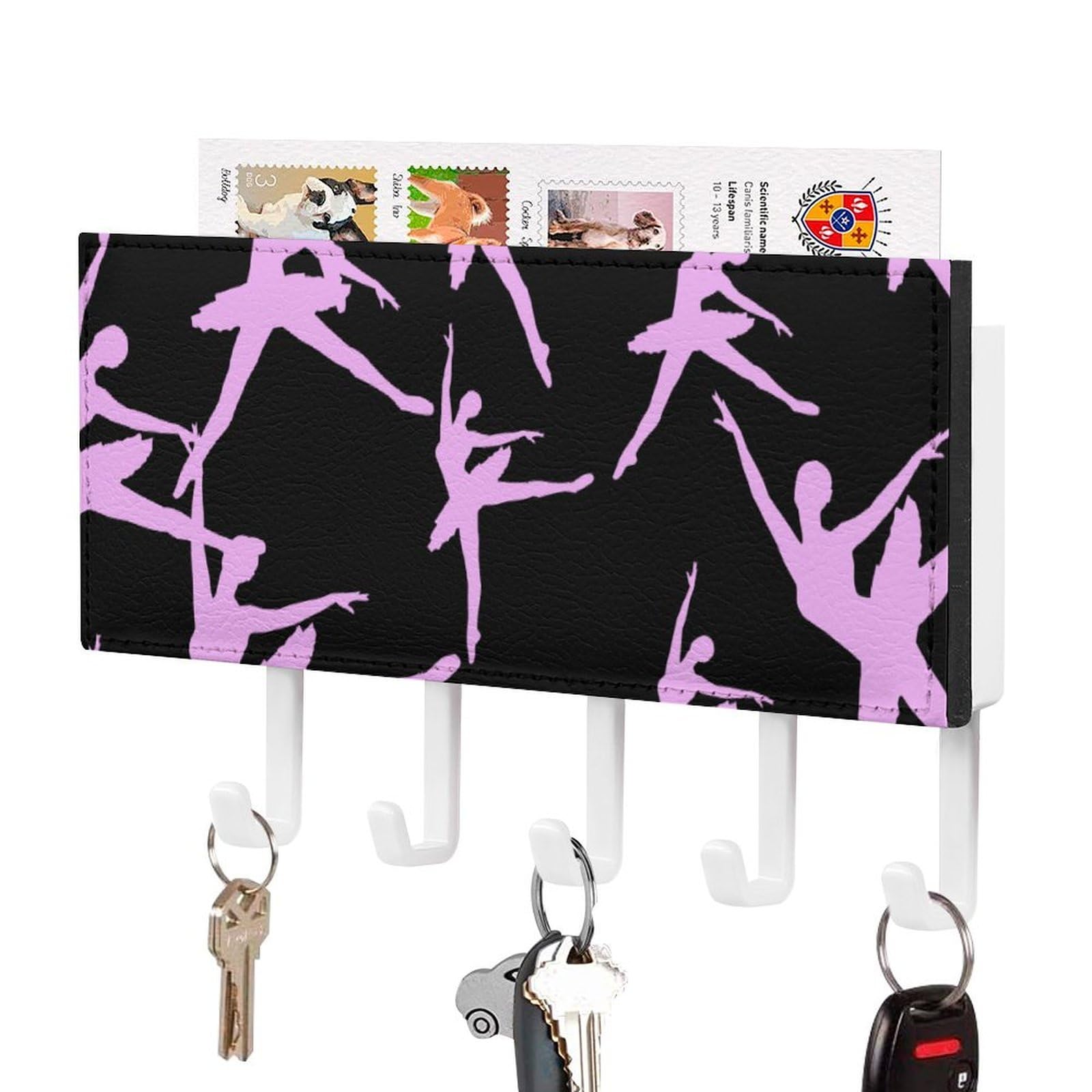 NCLQVJXZKHW Ballet Key Holder with 5 Hooks Key Hooks Wall Mounted Key Racks Key Hanger Organiser Shelf