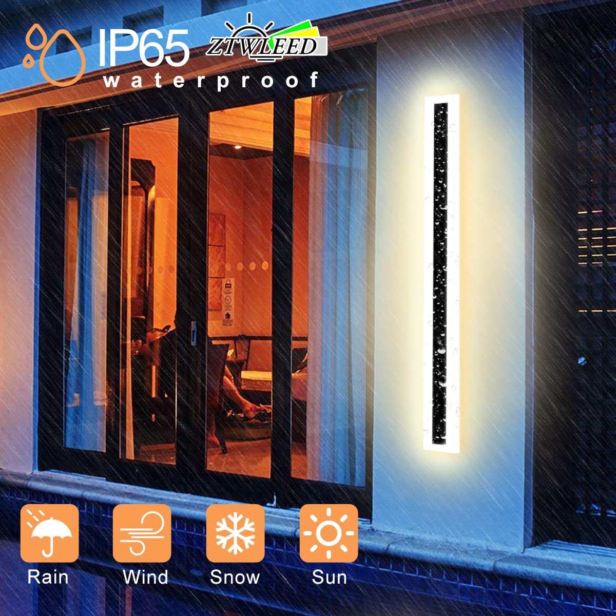 Buitenwandlamp met afstandsbediening, 36 W, led-wandlamp, dimbaar, IP65 Buitenwandlamp met afstandsbediening, 36 W, led-wandlamp, dimbaar, IP65