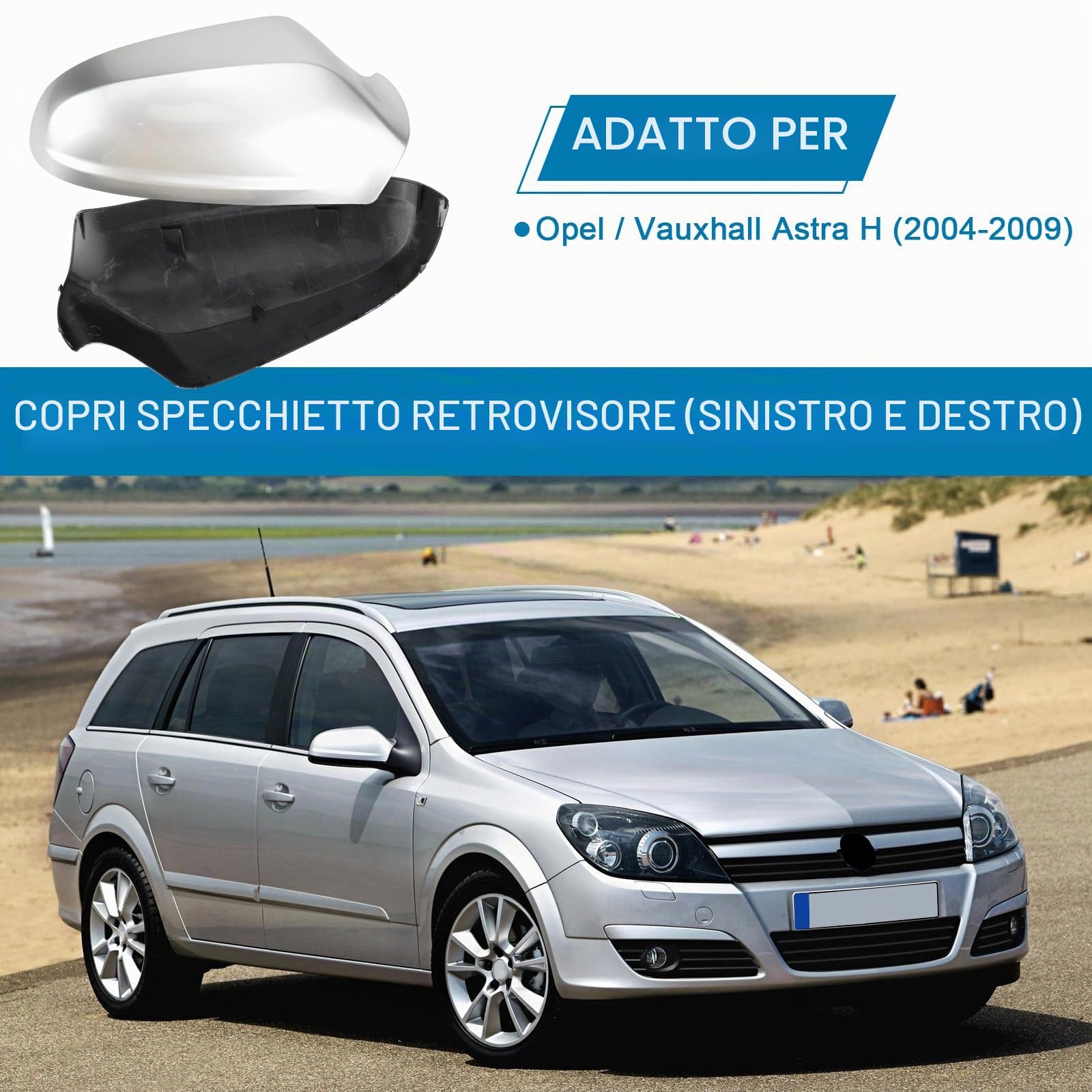 Oplatool Copertura Specchietto Retrovisore per Opel Astra H MK5 2004-2009 | OEM 13141999.Numero di parte: 6428200,6428912,6428925,6428911, Sinistro+Destro