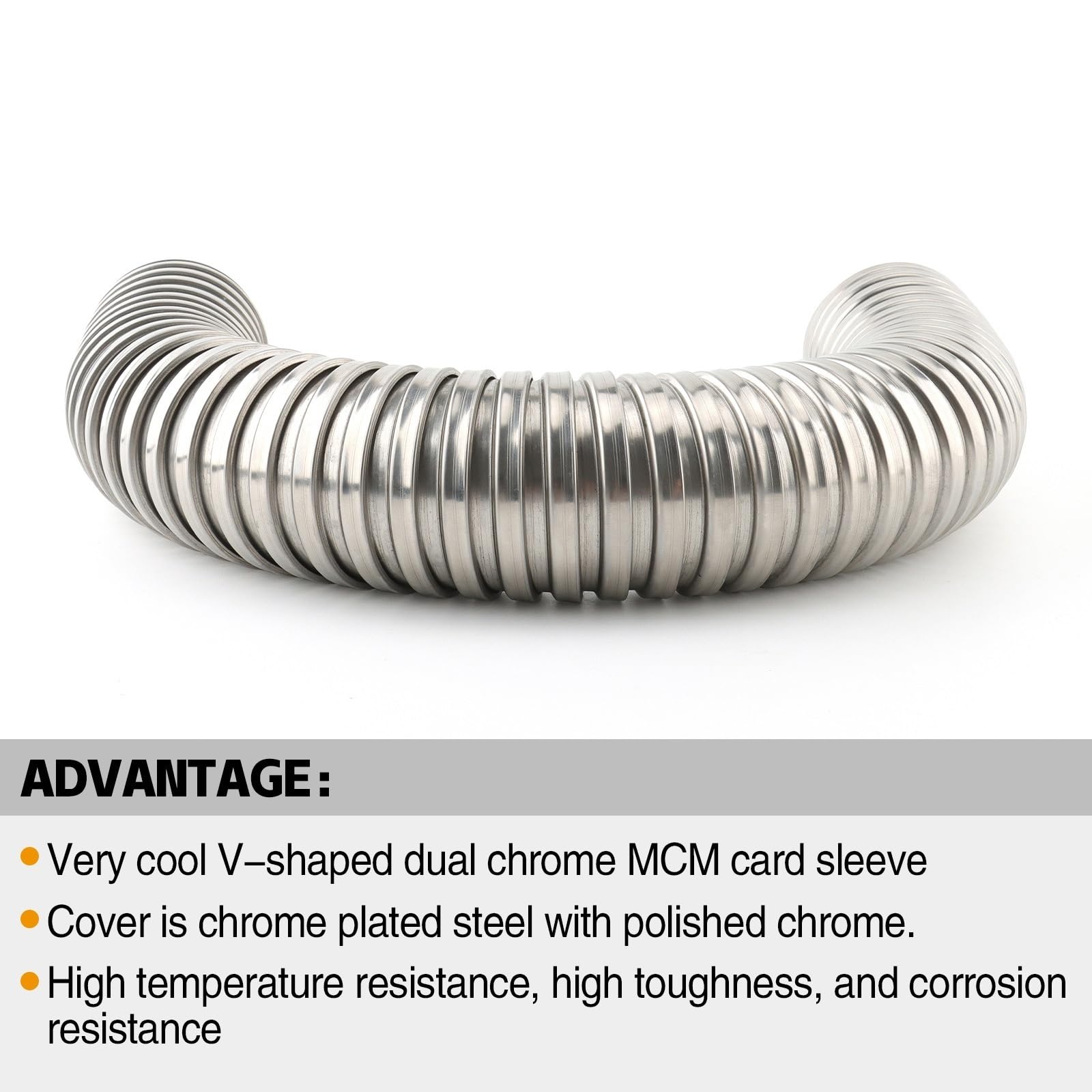 Protezione Tubo Scarico Moto Protezione Tubo marmitta Flessibile cromata per Scarico Adatta per Harley Knucklehead Panhead FL El Paracalore Scarico Moto(2PCS)