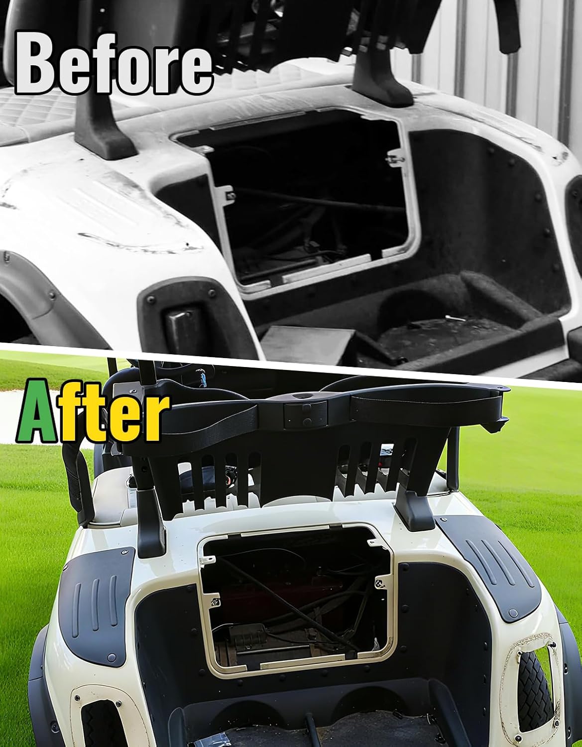 Scuff Guard Plastic Pad Compatible with EZGO RXV Golf Cart 2008-2015 Accessories, Rear Side Guard Panel for EZGO RXV 2008-2015, Replace #601864#604865#601865, 2PCS Driver Passenger Side