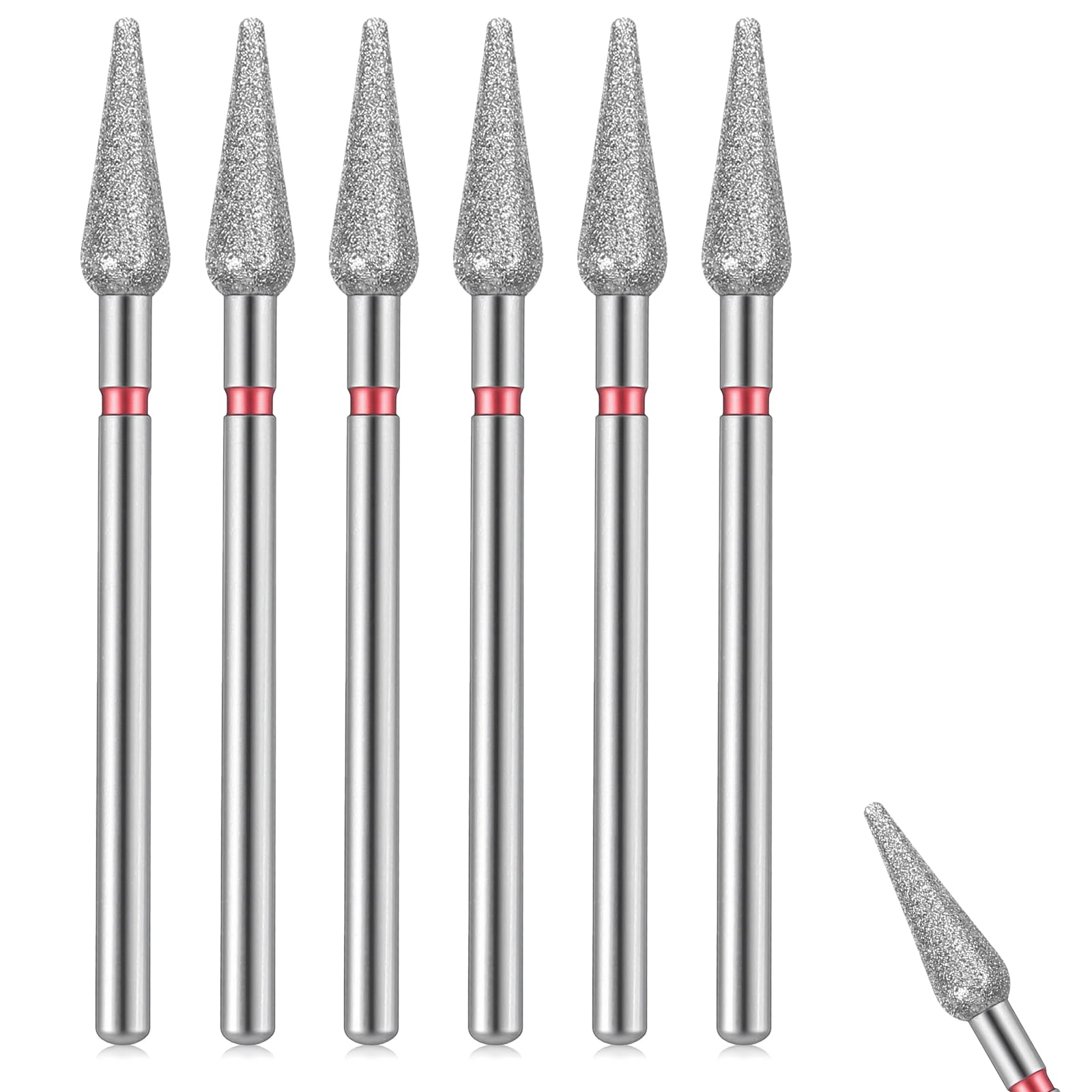 Sibba Set di 6 punte per trapano per cuticole in acciaio inossidabile con custodia per manicure pedicure trapano diamantato per lucidatura file di rettifica strumenti in metallo professionale in