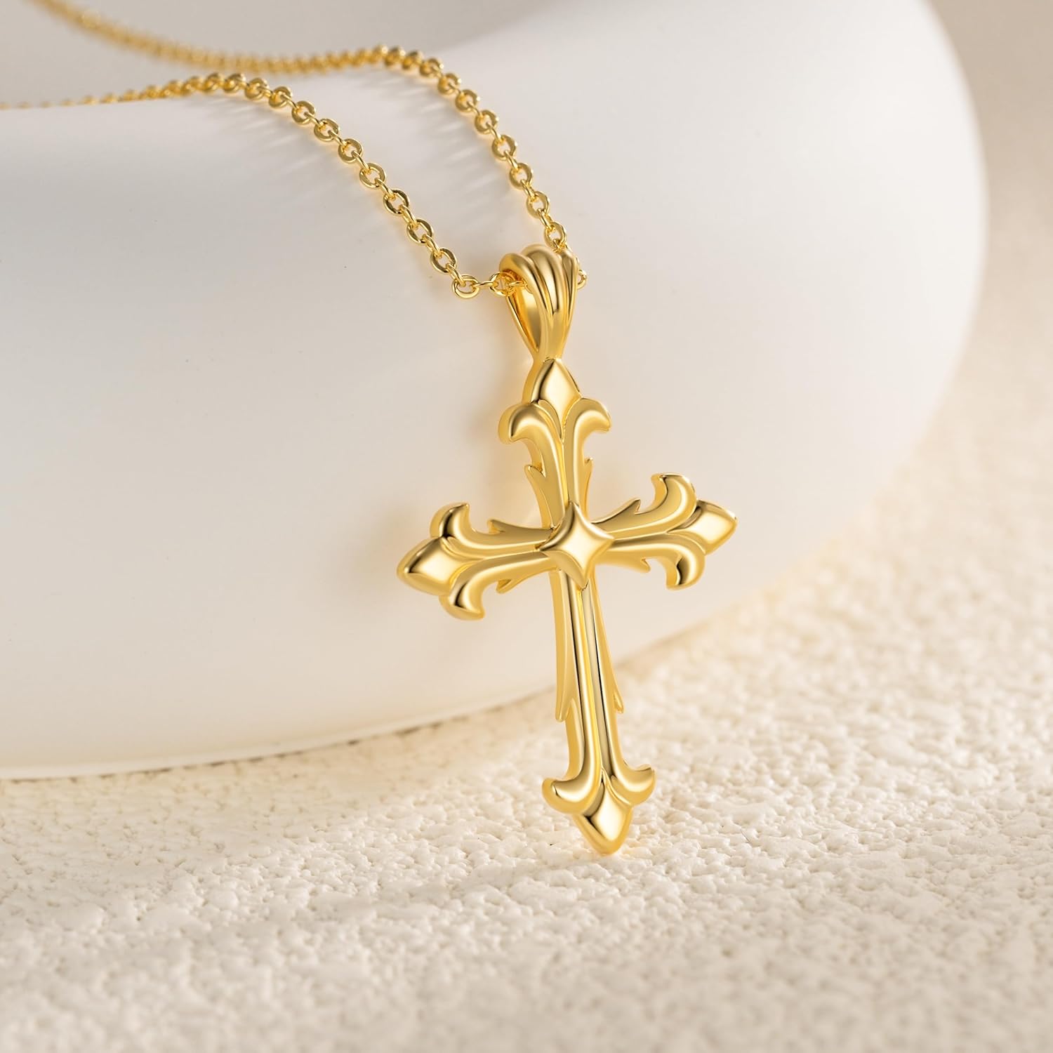 Cross Necklace 14K Gold Cross Necklaces for Women Crucifix Necklaces Pendant 45+8cm Gifts for Women - Image 4
