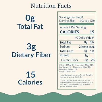 Maine Coast Sea Vegetables Kombu Sugar Kelp Leaf Bag | Organic Seaweed | Low Sodium Salt Alternative | Rich in Iodine | Ideal for Soups, Salads, Cooking | 2 Oz / 56 g (Pack of 1)