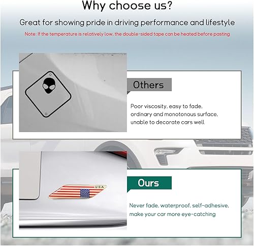 Miniatura 5 de Dickno 2 emblemas de bandera tricolor 3D, emblema de aluminio para guardabarros delanteros de automóvil, calcomanías para automóviles y calcomanías