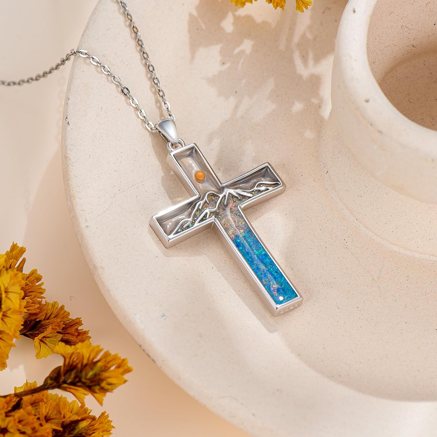 Mountain Necklace 925 Sterling Silver Mustard Seed Pendant Necklace Jewelry Gifts for Women Girls - Image 2