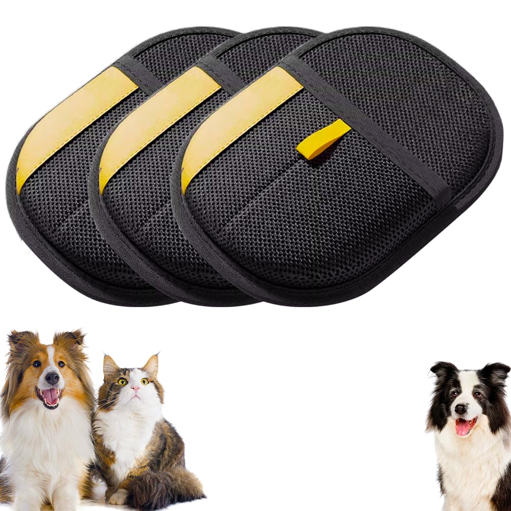 Pet Hair Removal Glove for Cats/Dogs, Upgraded Thickened Version, Static Removal Gloves for Pet Hair, Reusable Electrostatic Pet Hair Grooming Remover Glove for Couch, Furniture, Carpet (3 Pack)