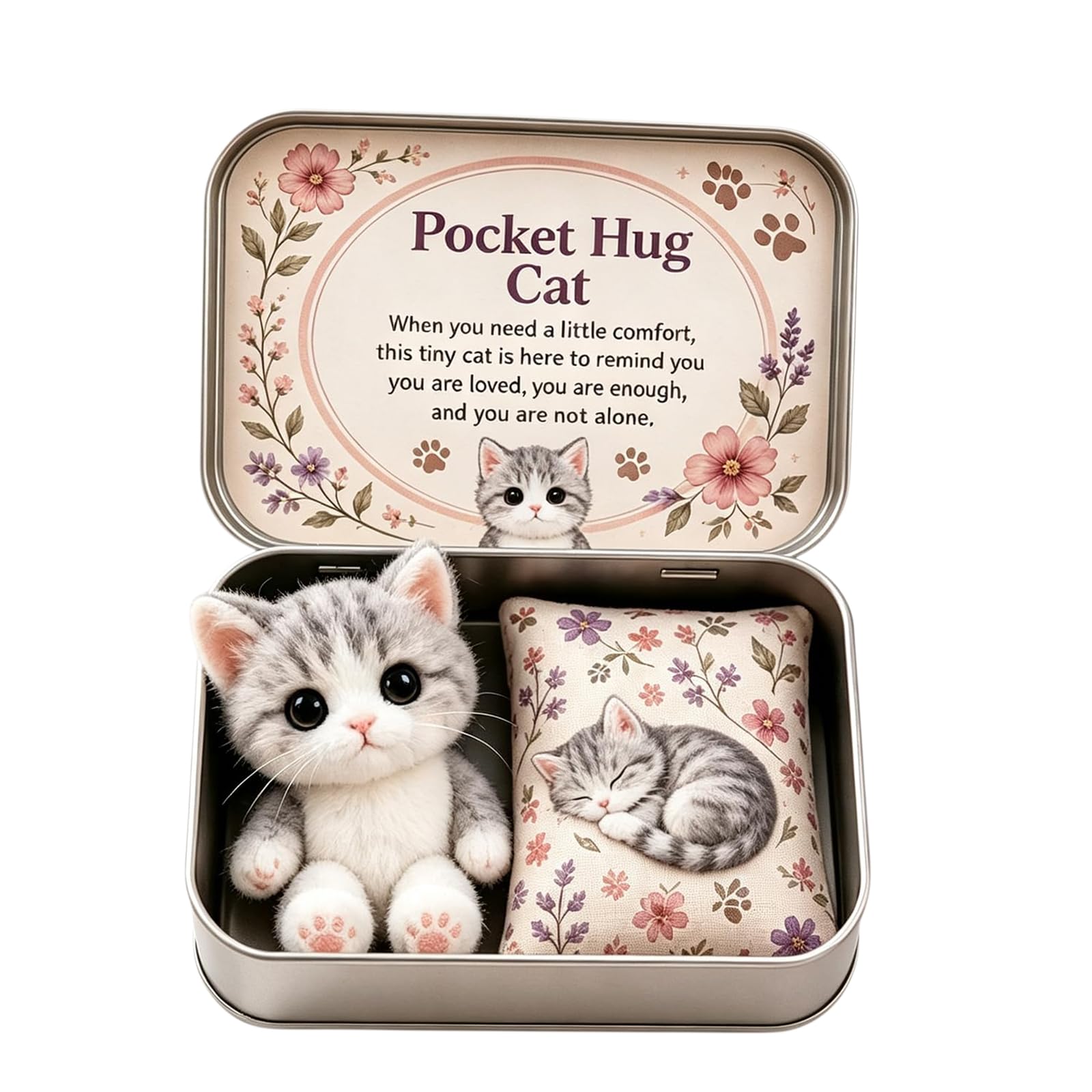 Mini Pocket Hug Plush Keepsake Tin Box Portable