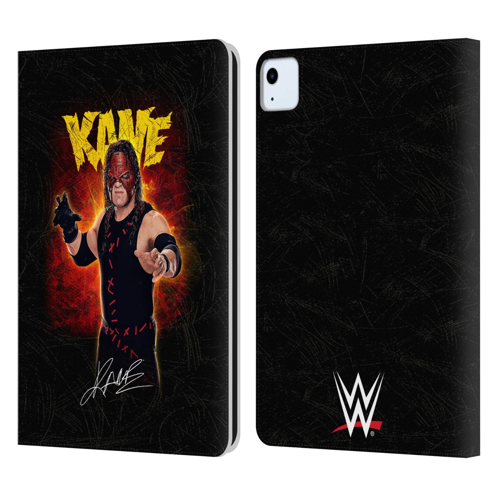 Head Case Designs Officially Licensed WWE LED Image Kane Leather Book Wallet Case Cover Compatible with Apple iPad Air 2020/2022