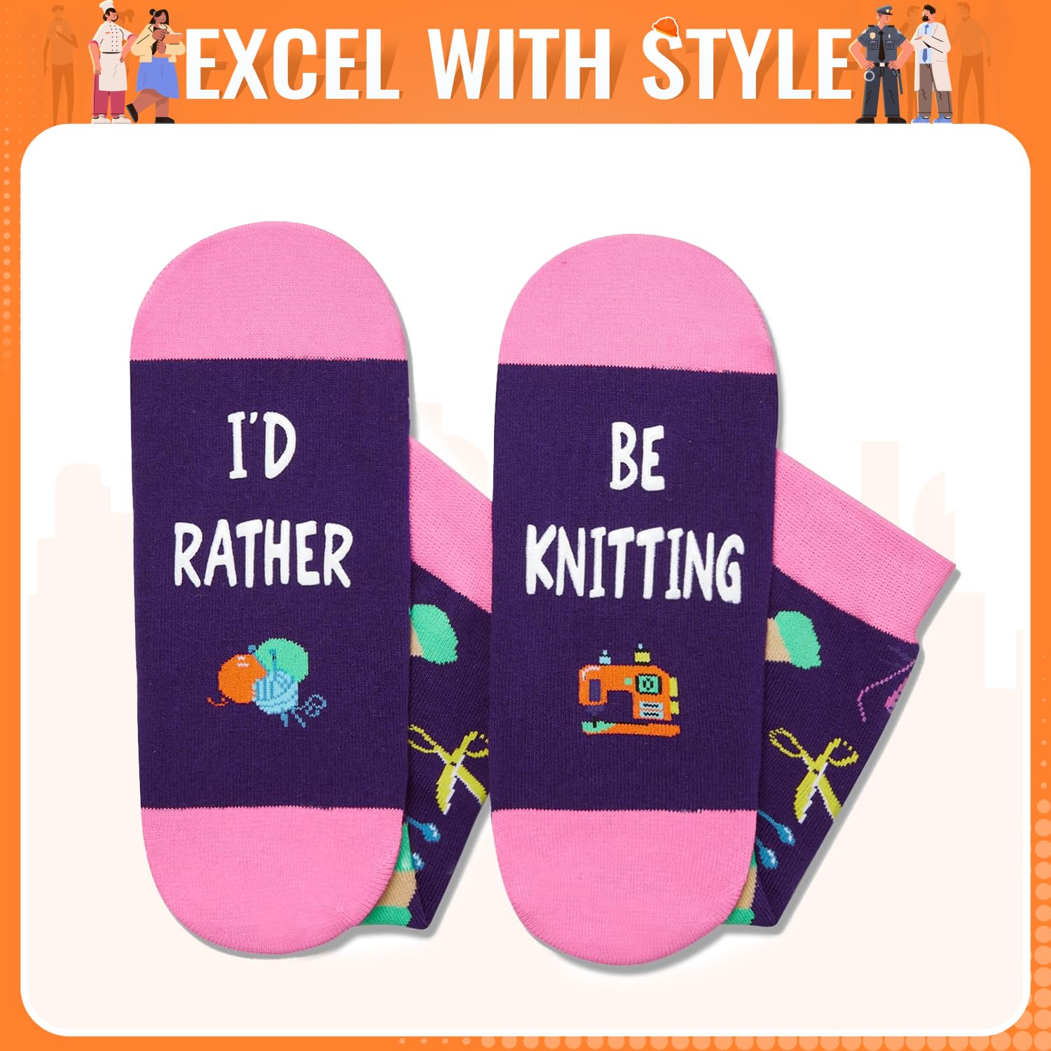 Zmart Appreciation Gift Ideas - Funny Socks for Pilot, Cops, Chefs, Traveler, Knitter