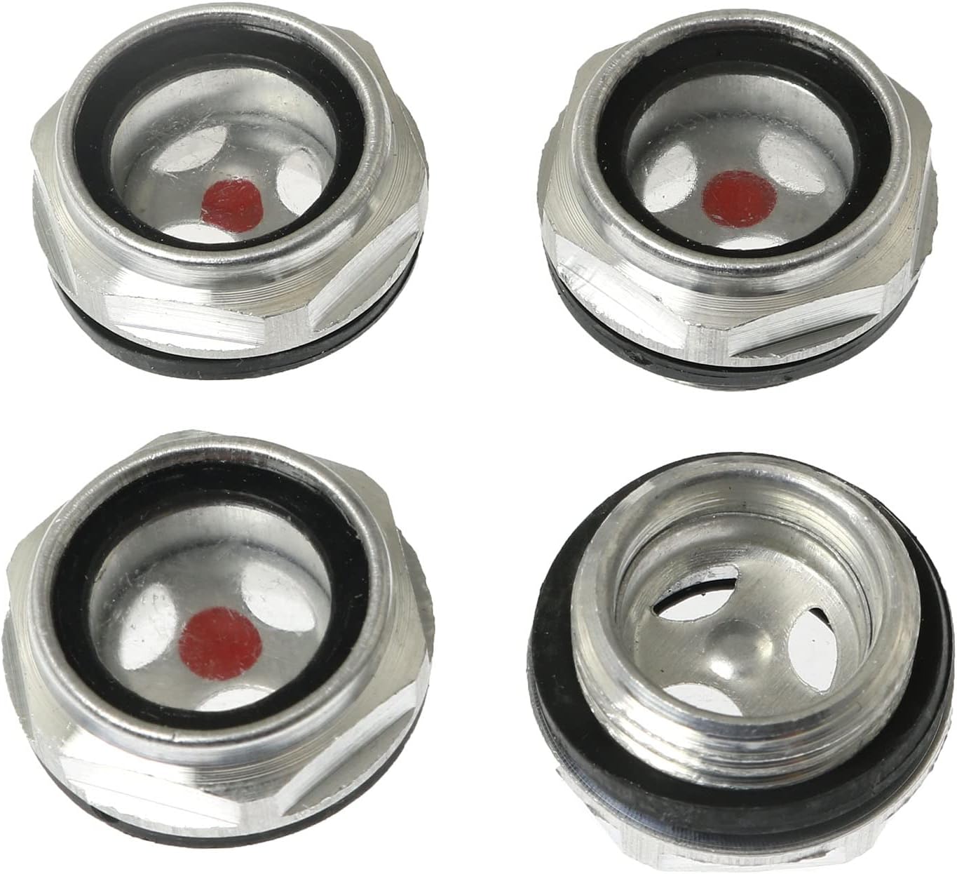 RLECS 4pcs Air Compressor Sight Glass For Air Compressor Gearbox Pump Tank (1/2" NPT), Aluminum Alloy Hex Oil Sight Glass Window Oil Liquid Level Gauge