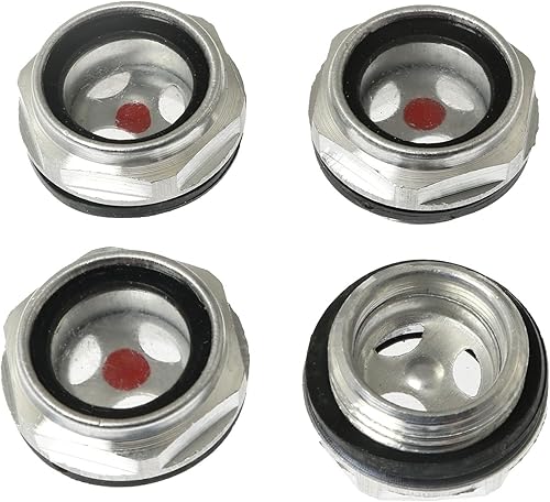 RLECS 4 piezas de vidrio de vista para compresor de aire, tanque de bomba de caja de cambios (12 pulgada NPT), aleación de aluminio hexagonal aceite