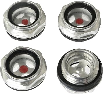 RLECS 4pcs Air Compressor Sight Glass For Air Compressor Gearbox Pump Tank 1/2" NPT, Aluminum Alloy Hex Oil Sight Glass Window Oil Liquid Level Gauge