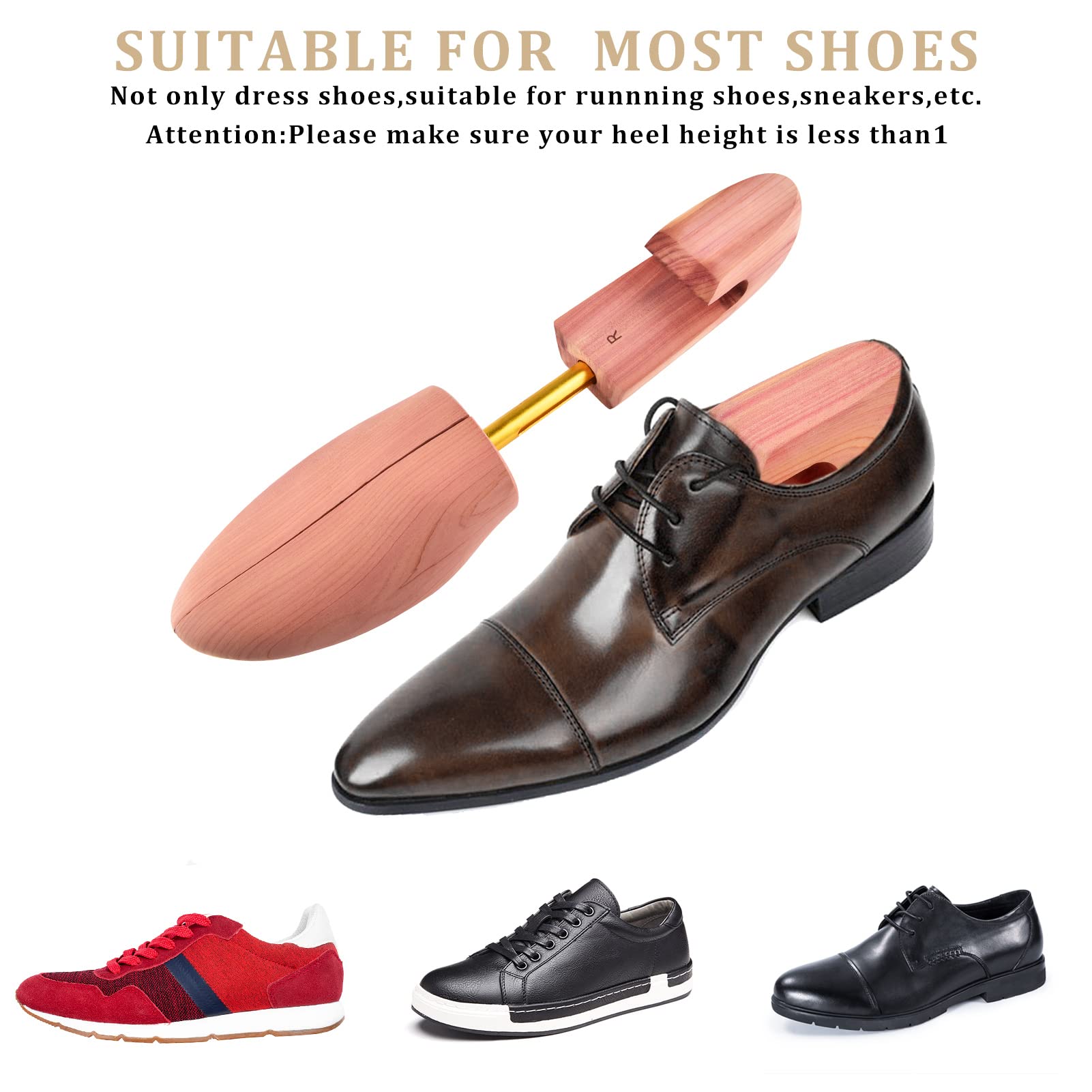 Zedernholz-Schuhspanner für Herren, breiter Absatz, verstellbarer Schuhbaum, geteilter Zehenbereich, Zedernholzstiefelbaum