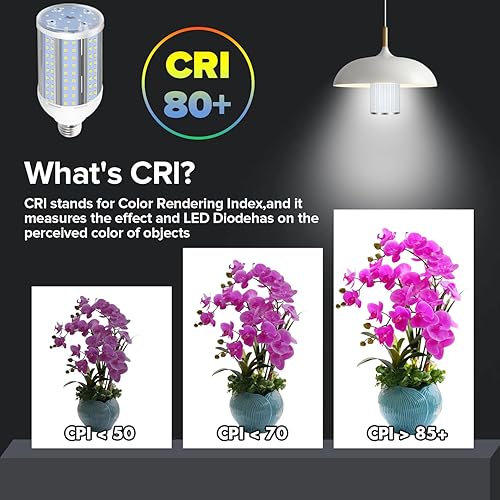 Miniatura 6 de HJFF Bombilla LED equivalente a 500 W, 8750 lúmenes, 60 W, 6000 K, luz blanca fría E26E27, base media, bombilla de maíz para exteriores, interiores,