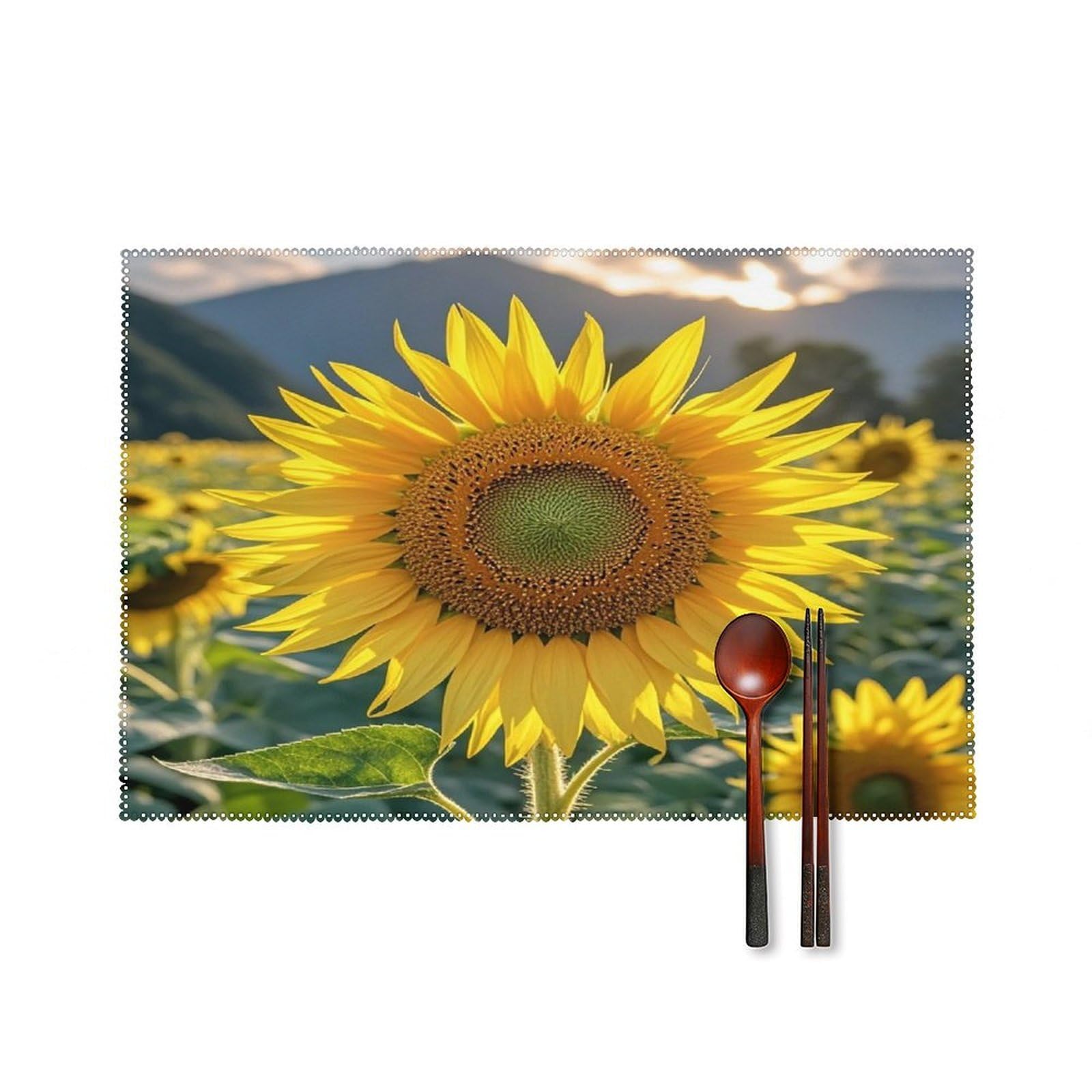 The Most Beautiful Sunflower Placemats Set of 6 Washable Farmhouse Dining Table Mat Non Slip Heat Resistant Non-Slip Place Mats Easy Clean Table Protective Placemats for Indoors & Outdoors