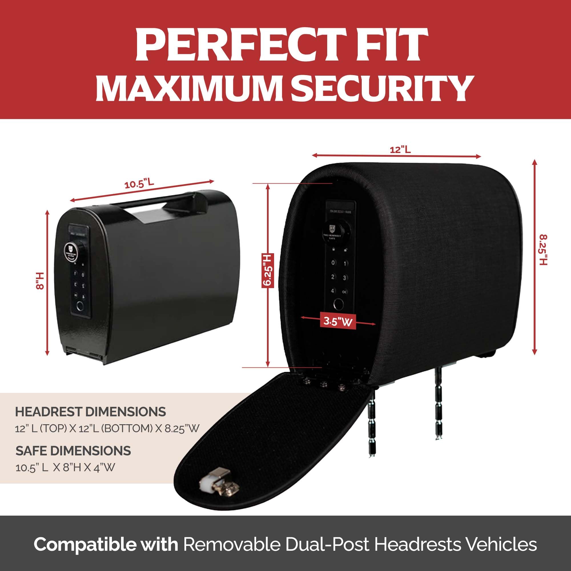 The HEADREST SAFE Removable Slide Bundle Headrest Safe - Passenger Seat