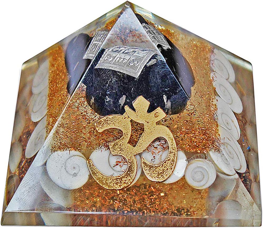 Shubhanjali® Reiki Stone Crystals Organite Organ Shree Yantra Gomti Chakra Organ Pyramid for Reiki Healing,Vastu,Meditation (White)