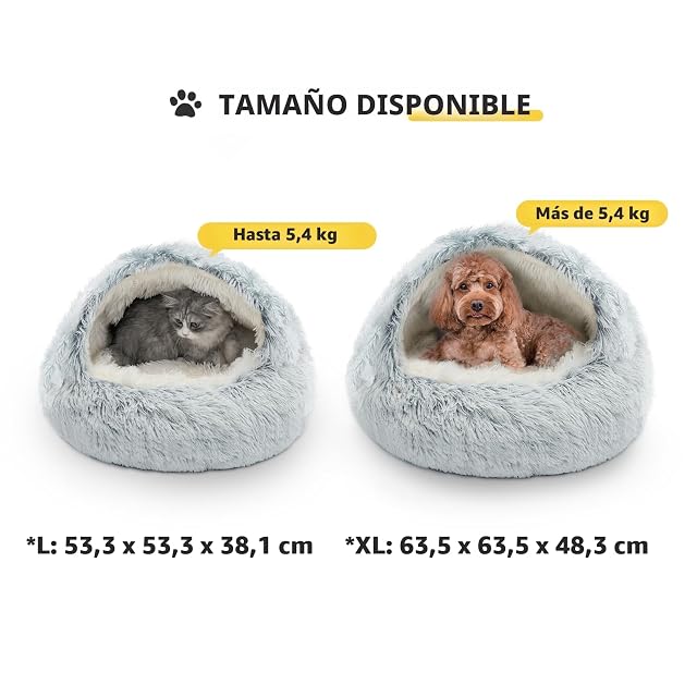 Foto 6 de 8 de CATISM Cama Felpa para Gatos Perros, Cama para Mascotas Redonda Lavable, Fondo Antideslizante