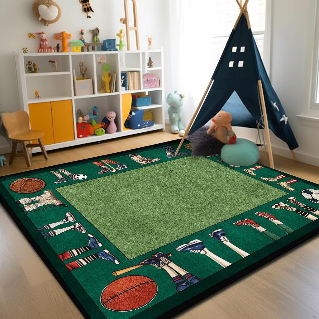 Tapis de chambre enfant et salle de jeux antidérapant à poils courts 180 cm