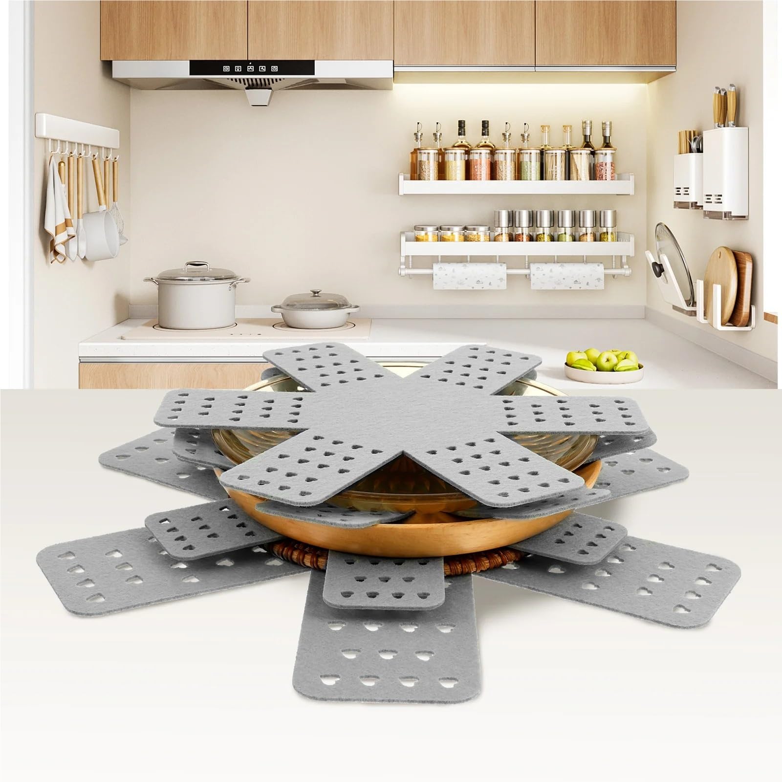 Protector de ollas y sartenes 20 Piezas, Reutilizable Separador, Utensilios Cocina 4 tamaños Diferentes for apilar para la Cocina