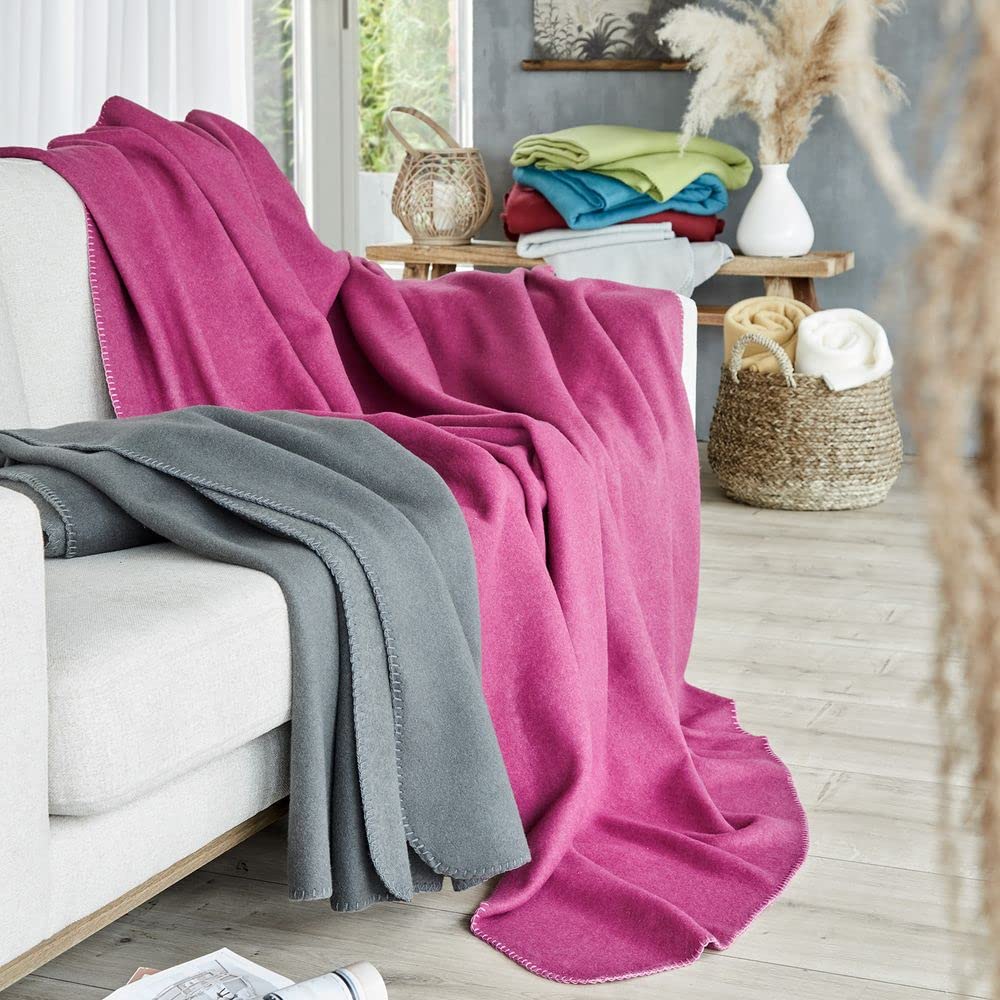 WOHNWOHL Wohndecke Uni – 150x200 Cm, Beere – Soft-Fleece, Aus Polyester/Viskose – Kuschelig & Waschbar