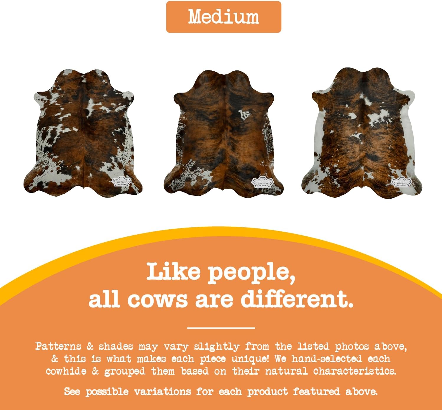 Genuine Cowhide Rug - Natural Cow Leather Rugs for Bedroom & Area Rug Living Room - Real Cowhide Rug for Western Home Decor - Medium Tricolor Cow Hide Rugs Collection