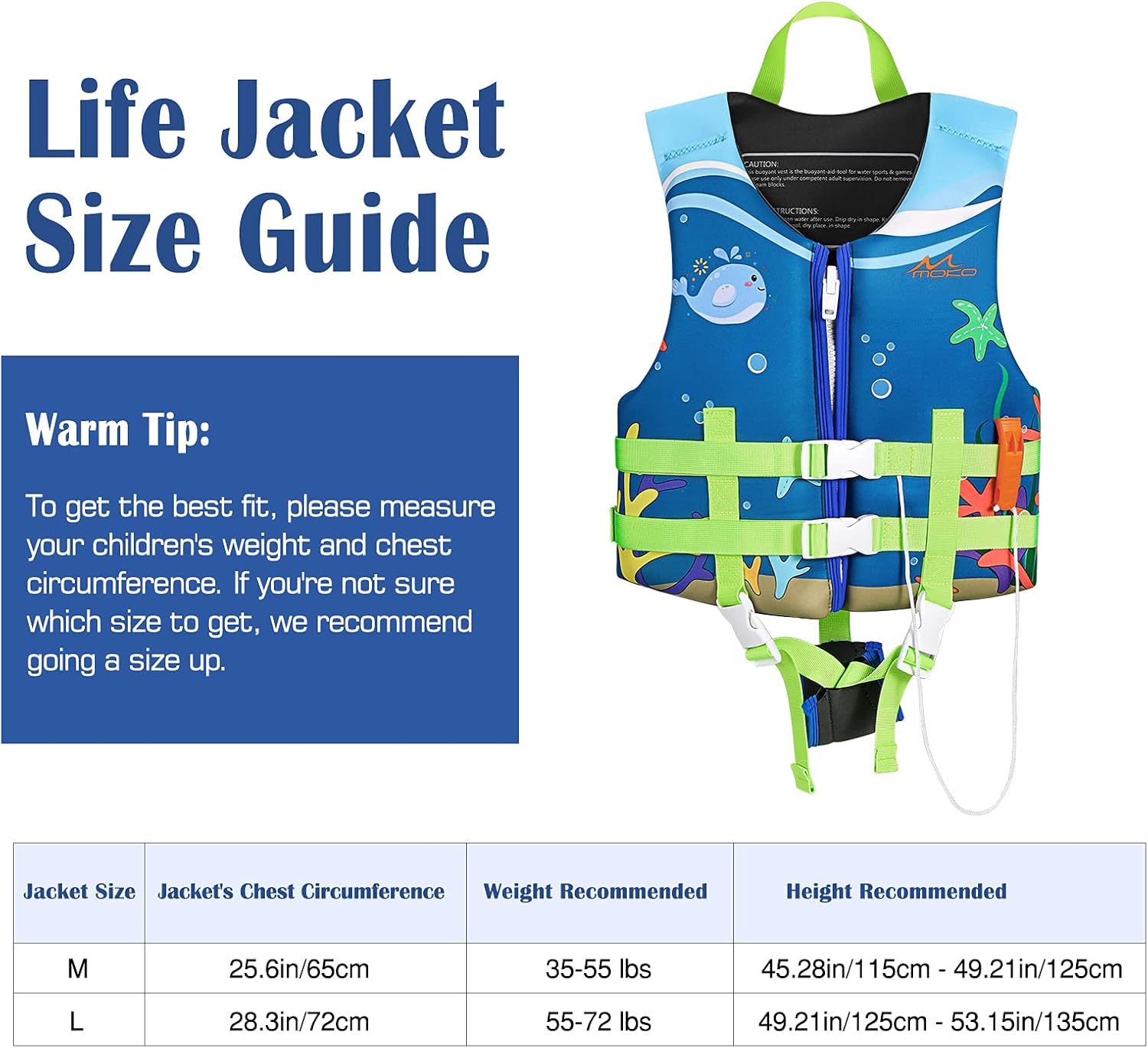 MoKo Life Jackets for Kids, Children Life Vest Swimming Aid Life Jacket Cute Pattern Watersports Swimming Vest Flotation Device for Toddlers Boys Girls 50-90 lbs(L Size) 37-50 lbs (M Size) : Sports & Outdoors