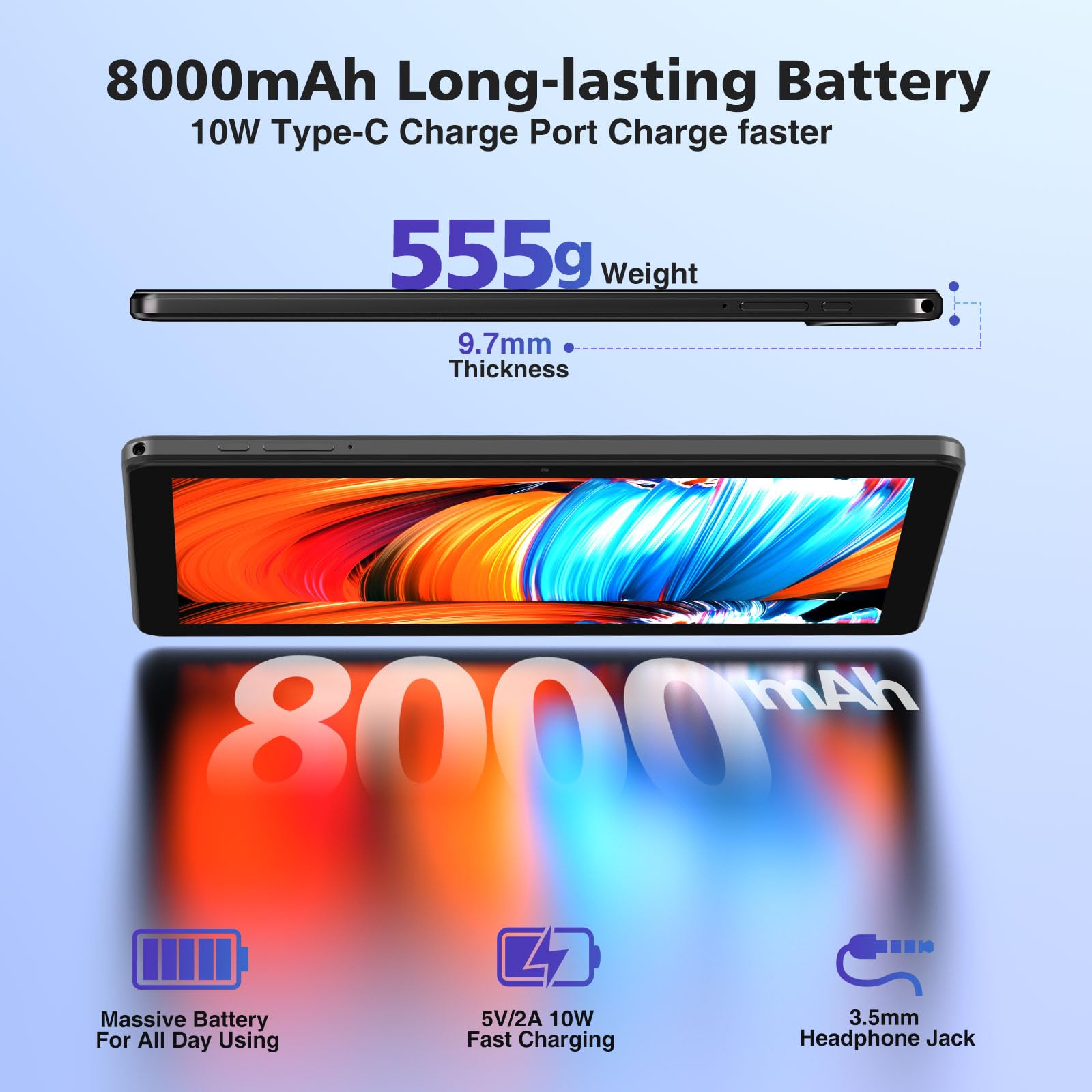 DOOGEE Tablet Android T10W com teclado, tablets 4G LTE, Octa-Core