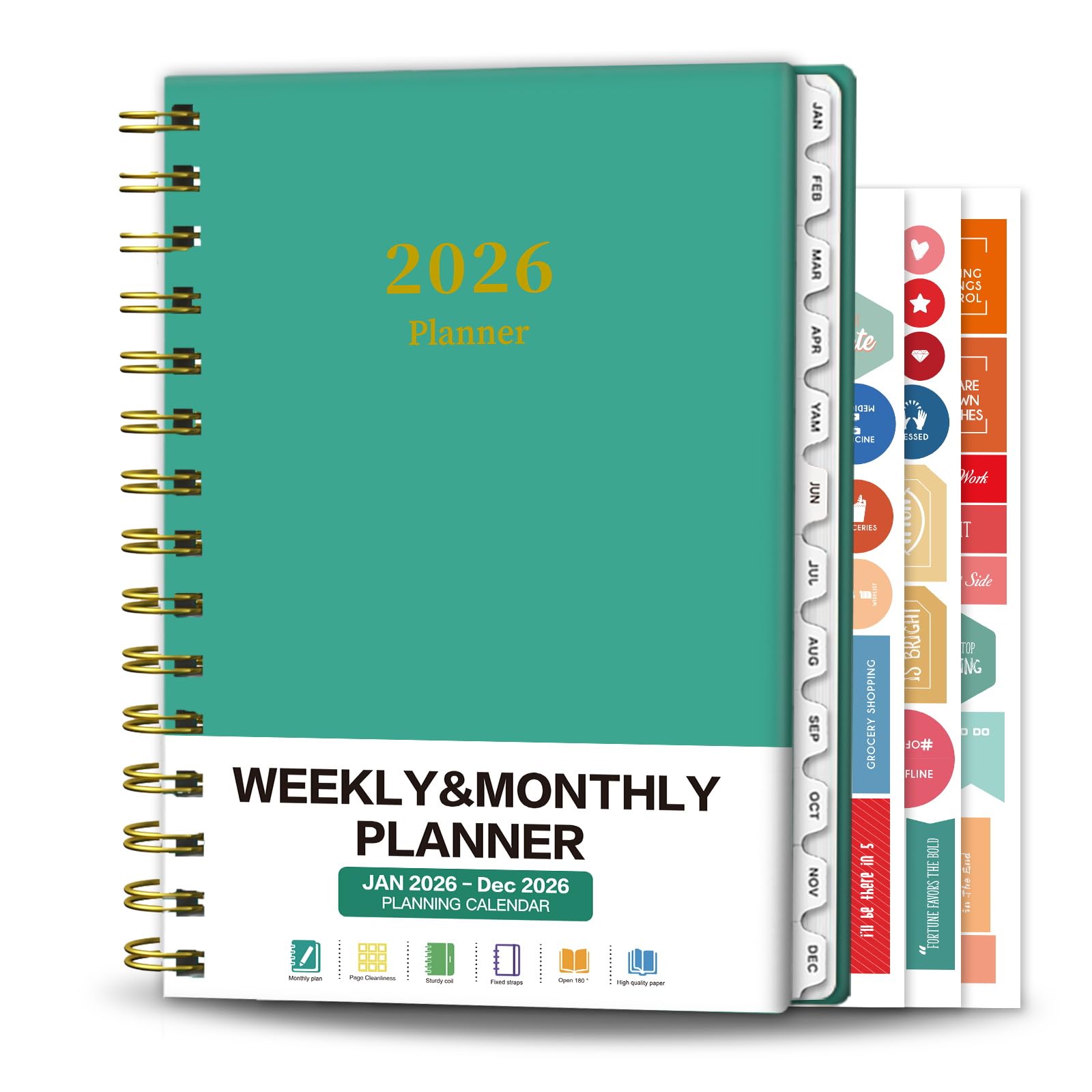 Ymumuda Academic Planner 2026, Daily Weekly and Monthly Calendar Planner (Jan. 2026-Dec. 2026),8.4"×6.3", Hardcover Notebook Teacher Supplies, Premium Thick Paper, Planners for School Work Office D-Blue