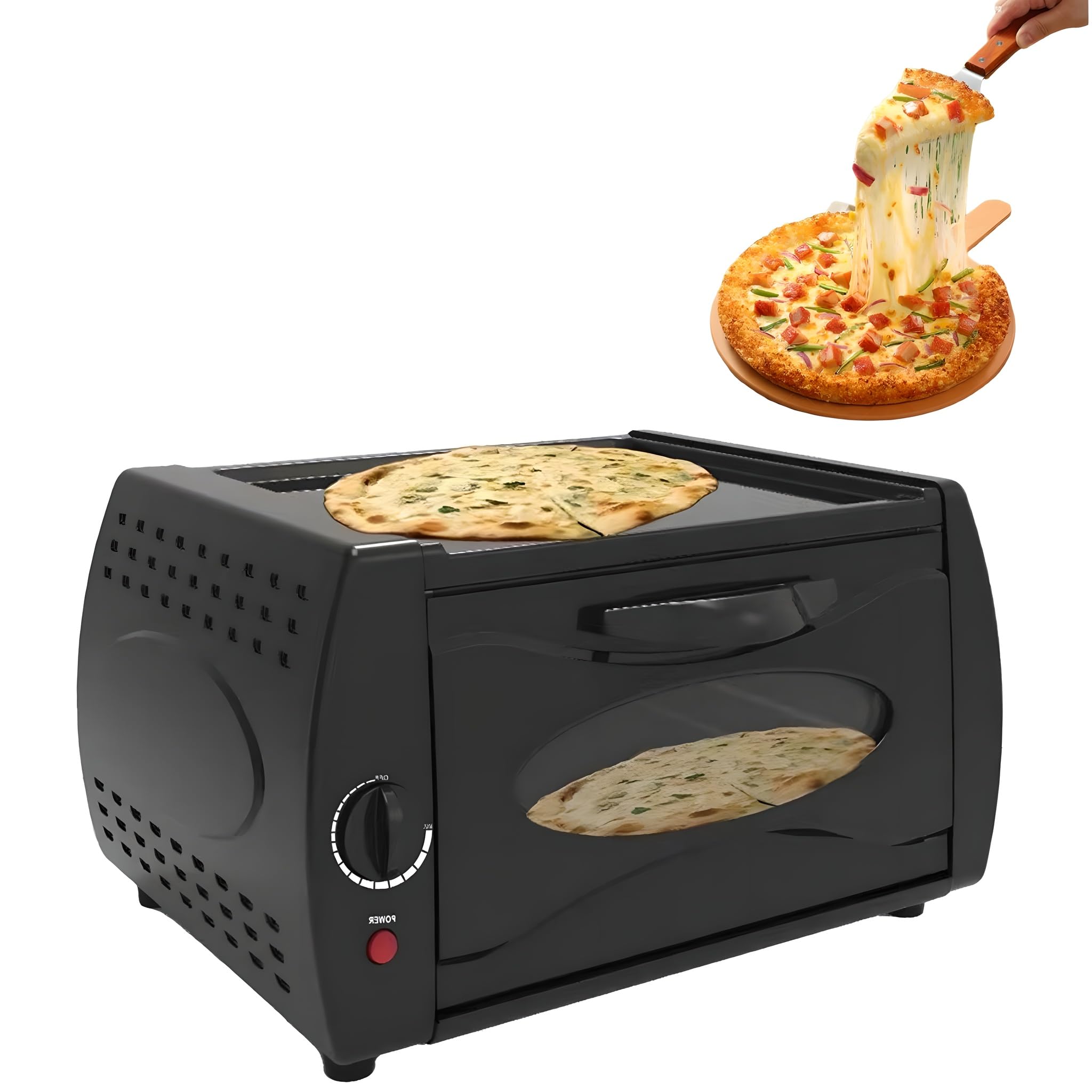 Mini urządzenie do robienia pizzy, piekarnik elektryczny, 2100 W, z regulacją temperatury i szklanym oknem, do domowej kuchni