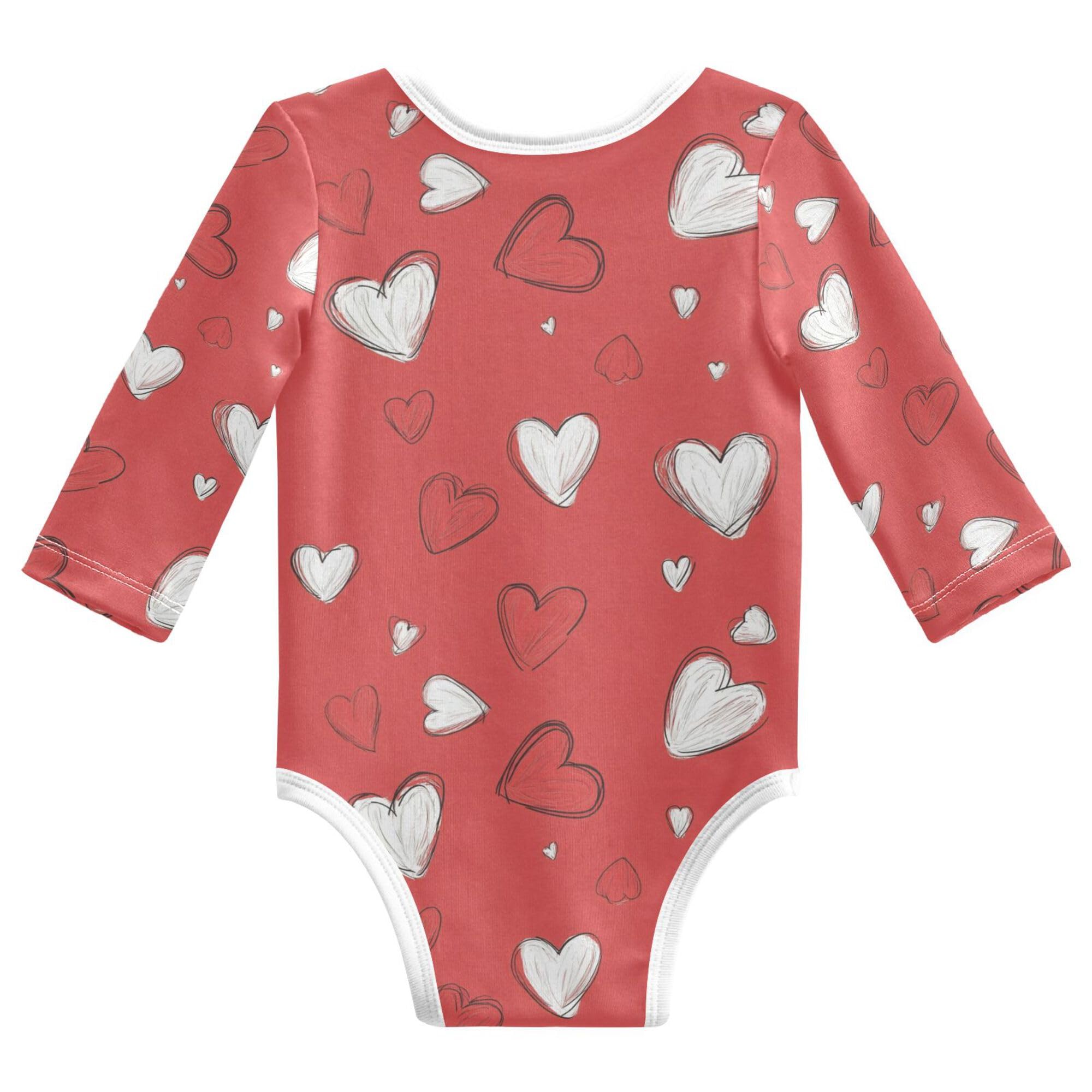 Wudan Cartoon Cute Love Hearts Bodysuit for Baby Soft Cotton Infant Girl Clothes for Month Boy Baby Shower 9M