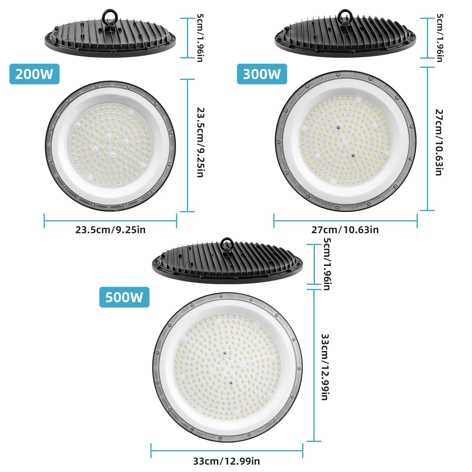 2 Pezzi 500W LED lampada da soffitto per officina 6500K bianco freddo faretto da soffitto | IP65 impermeabile UFO illuminazione per capannoni faretto per capannoni lampada industriale
