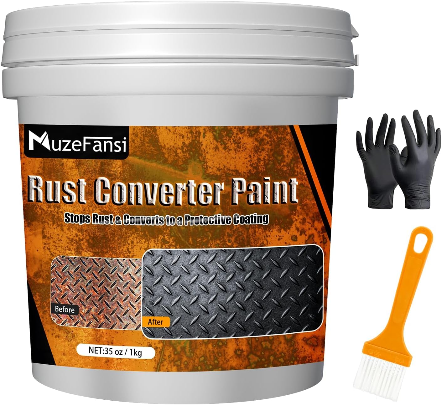 Souvik Convertitore di Ruggine 1000ml a Base d'Acqua – Rimuovi Ruggine Primer per Metallo 2 in 1 con Finitura Nera – Trattamento Antiruggine e Vernice Protettiva per Superfici Metalliche