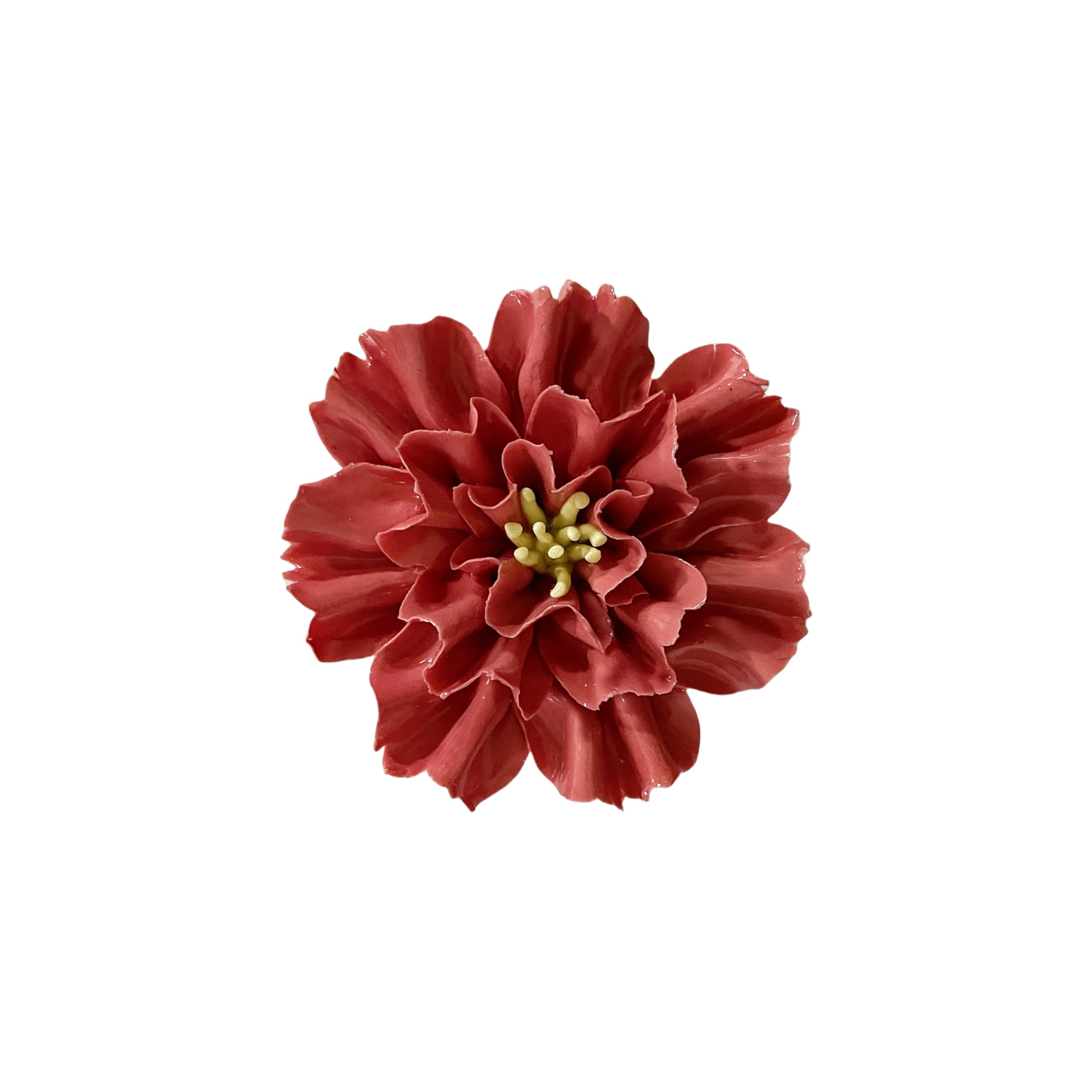 AMERRY Carnation, 3.54" 3D Handmade Porcelain Flower Wall Art Decor, 3D Ceramic Flower Wall Decor, Home Office Decor, Unique Gift for Home Office