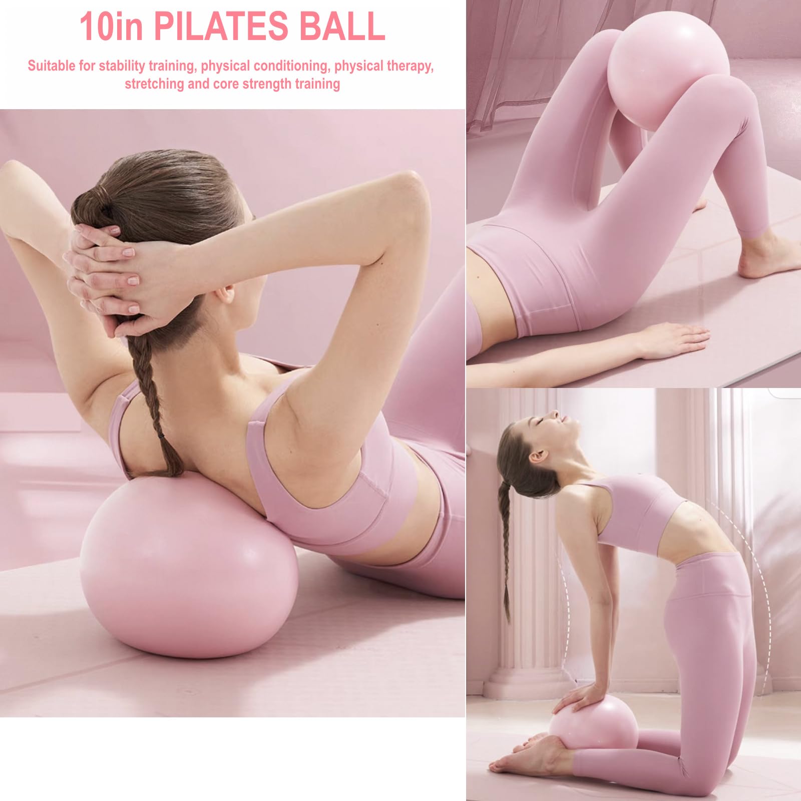 Nuplot Kit essenziale per pilates da donna, kit per yoga e pilates per allenamenti a casa, con anello e set di palline, fasce per bottini, fascia di resistenza figura 8, fasce per yoga per lo